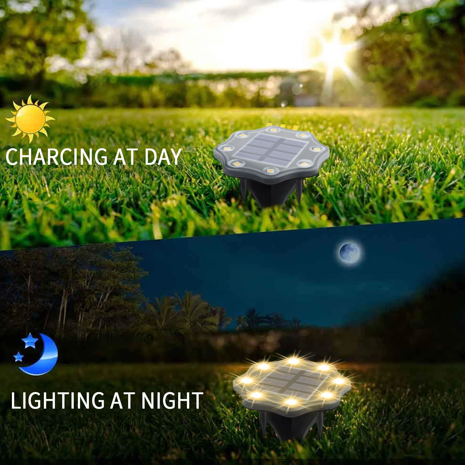 8 шт. Открытый Солнечный наземный светильник светодиодный солнечный для дома