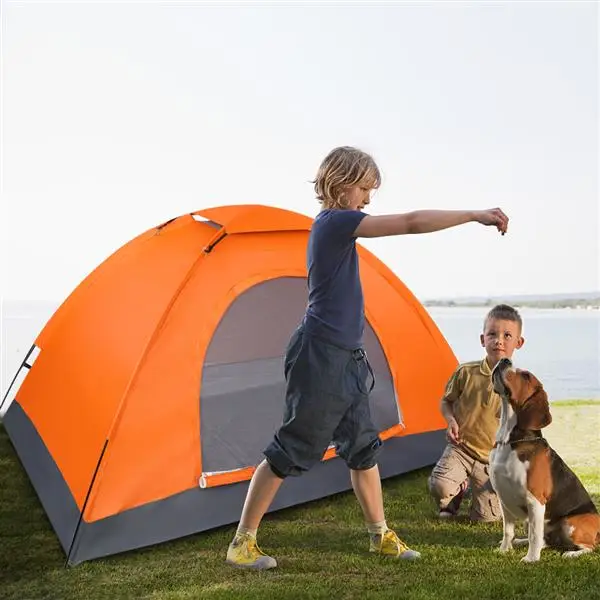 

New Portable 1-Person Waterproof Camping Dome Tent Automatic Pop Up Quick Shelter Outdoor Hiking Orange