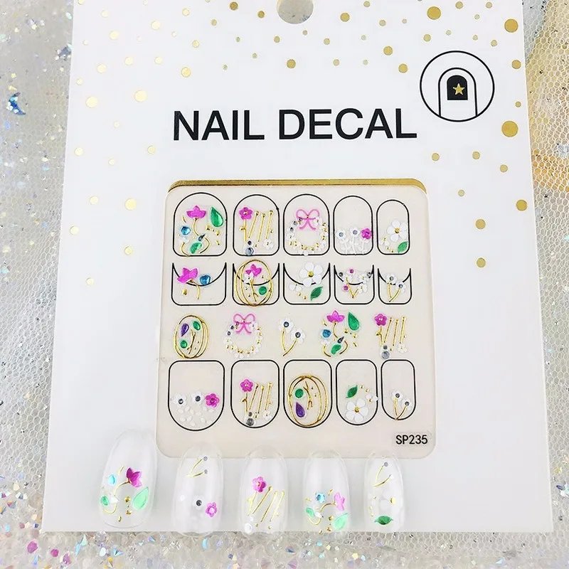 Наклейки для ногтей 3D в форме ракушек 1 лист наклейки дизайна с геометрическим