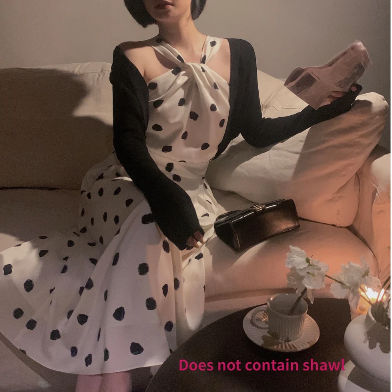 Женское платье в горошек с завышенной талией без бретелек | Женская одежда