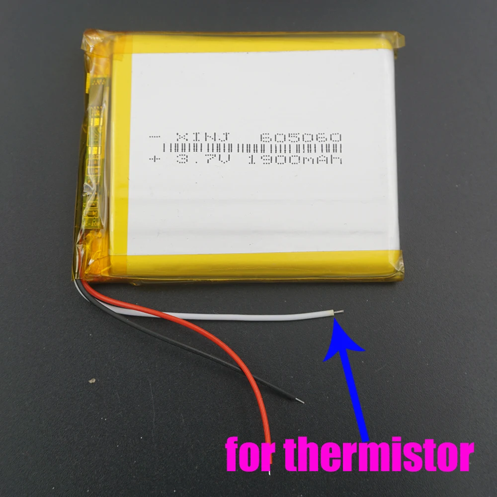 XINJ 3 7 V 1900mAh провода термистора литий полимерная батарея LiPo 605060 для GPS Sat Nav DIY эл.