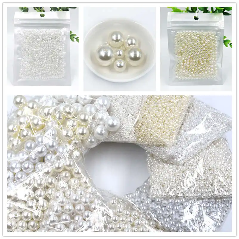 

1000pcs 3-20mm HOLE White Ivory DIY Imitation Garment Beads Pearl ABS Loose Round Spacer Beads Crafts for Fashion Jewelry Making