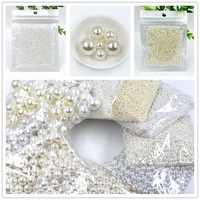 1000pcs 3 20mm hole white ivory diy imitation garment beads pearl abs loose round spacer beads crafts for fashion jewelry making