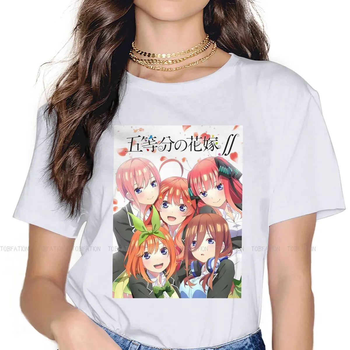 

Футболка женская х/б, с рисунком Накано Мику, 5XL