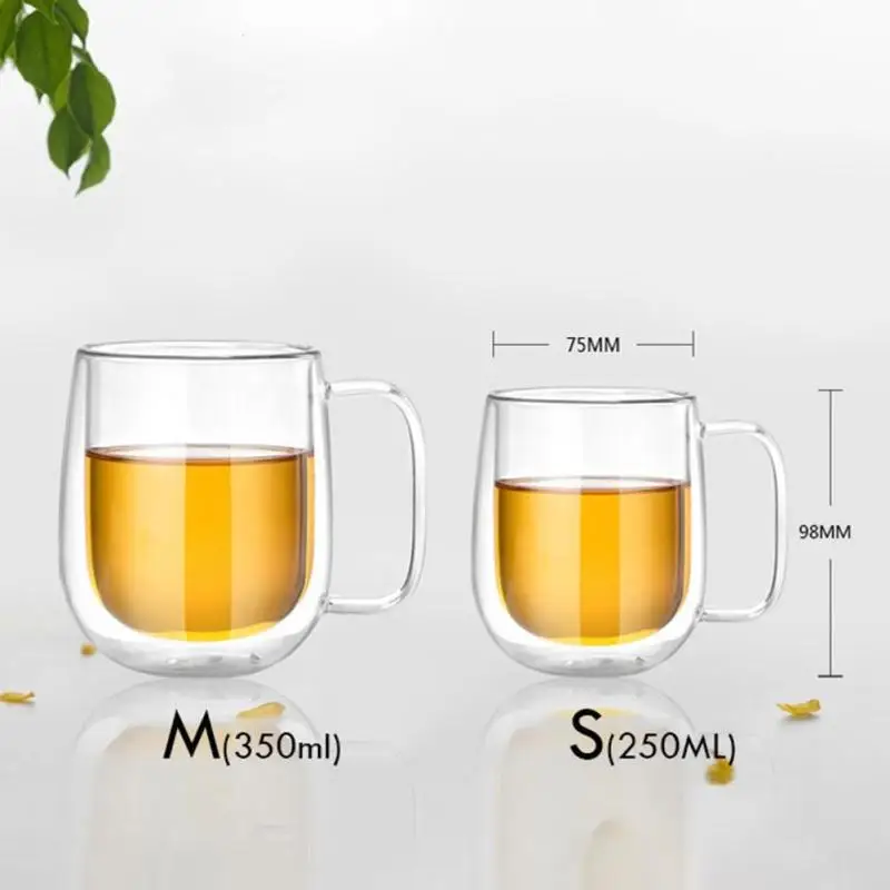 

Double Wall Glass Cup Tea Coffee Cup Set with Handmade Heat-resistant Creative Mug Insulated Tea Mugs Transparent Drinkware
