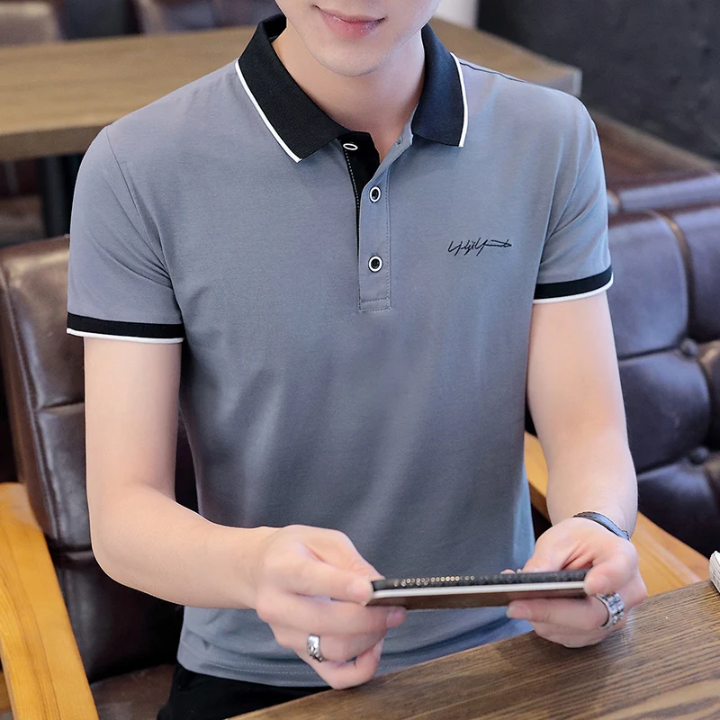 Рубашка-поло мужская хлопок короткий рукав летняя модная блуза | Мужская одежда