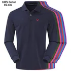 Мужские рубашки-поло, из 100% хлопка, с длинным рукавом, повседневные, с отворотами, весна-осень, XS-4XL