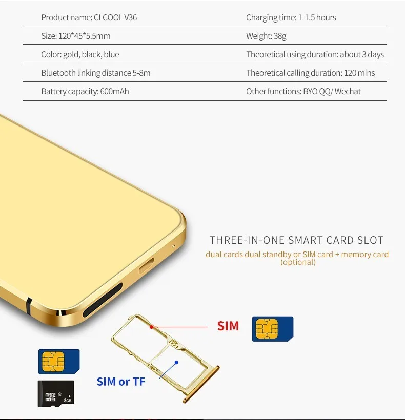 ULCOOL V36 телефон с супер мини ультратонкий металлический корпус с картой Bluetooth 2,0 Dialer анти-потеря FM MP3 Две sim-карты мини телефон
