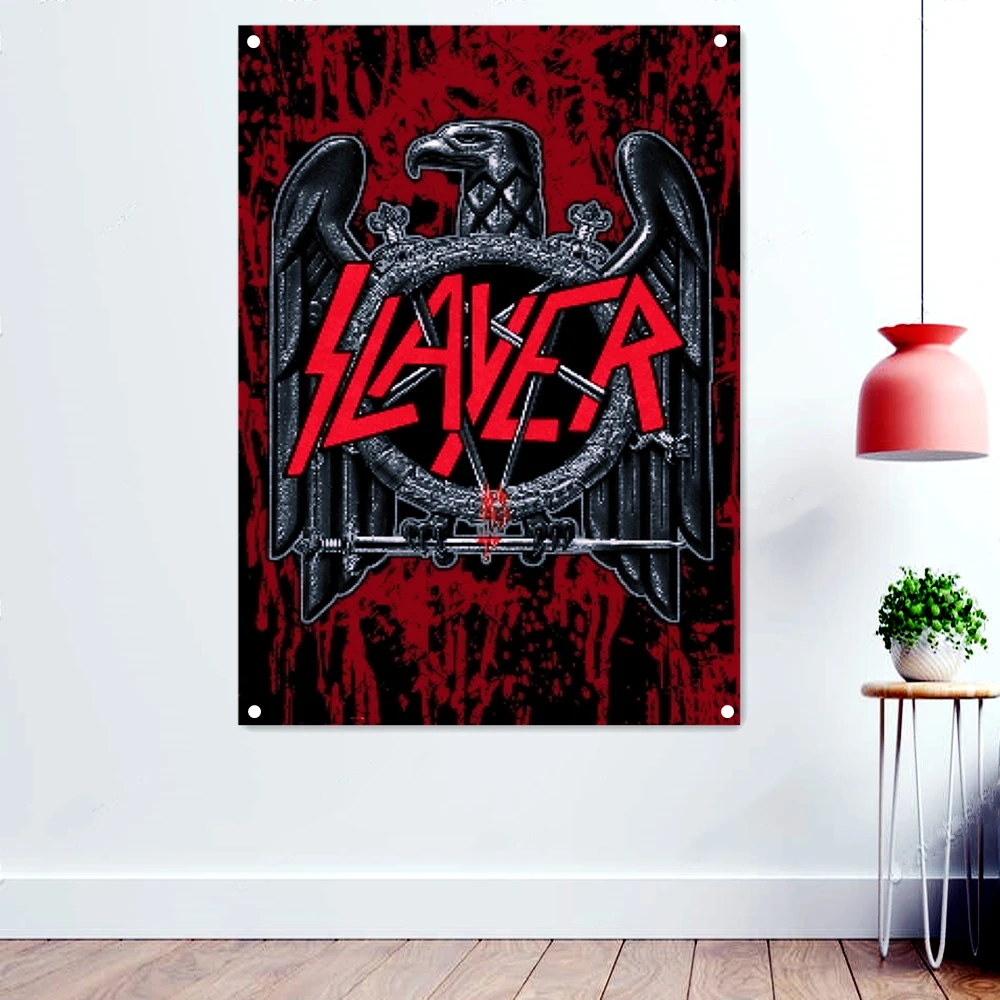 

Rock Music Banners Flags Scary Bloody Skeleton Wall Art Vintage Death Metal Artworks Posters Prints Painting for Wall Decoration