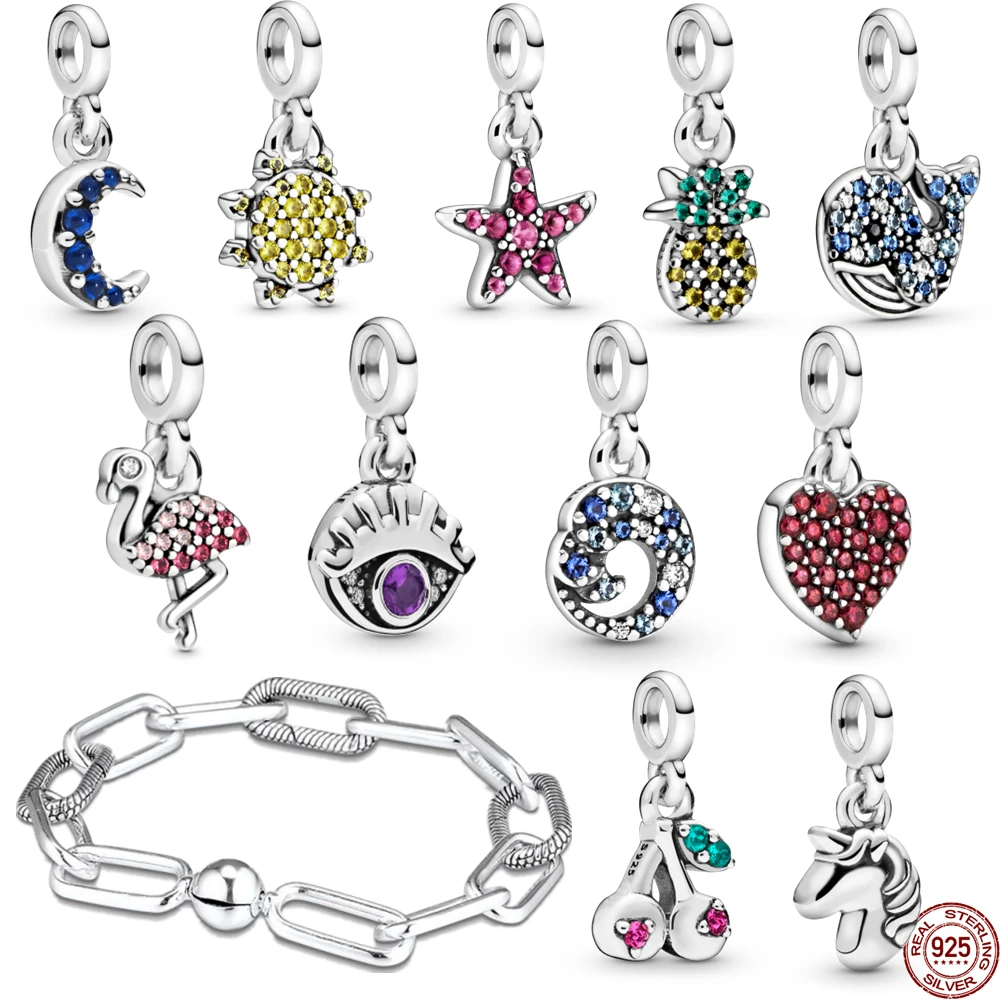 

2021 HOT 925 Sterling Silver My Love Starfish Flamingo Pendant Charm Fit Original Pandora Me Bracelet DIY Bead Jewelry For Women