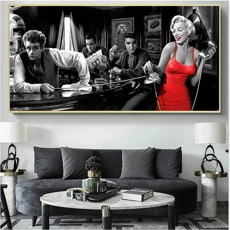

James Dean Marilyn Monroe Elvis Presley Wall Art Canvas Paintings Posters and Prints Wall Art Pictures Home Decoration Unframed