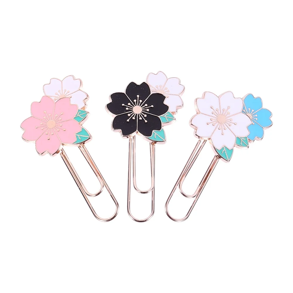 

3pcs Creative Paper Clip Sakura Design Metal School Office Accessories
