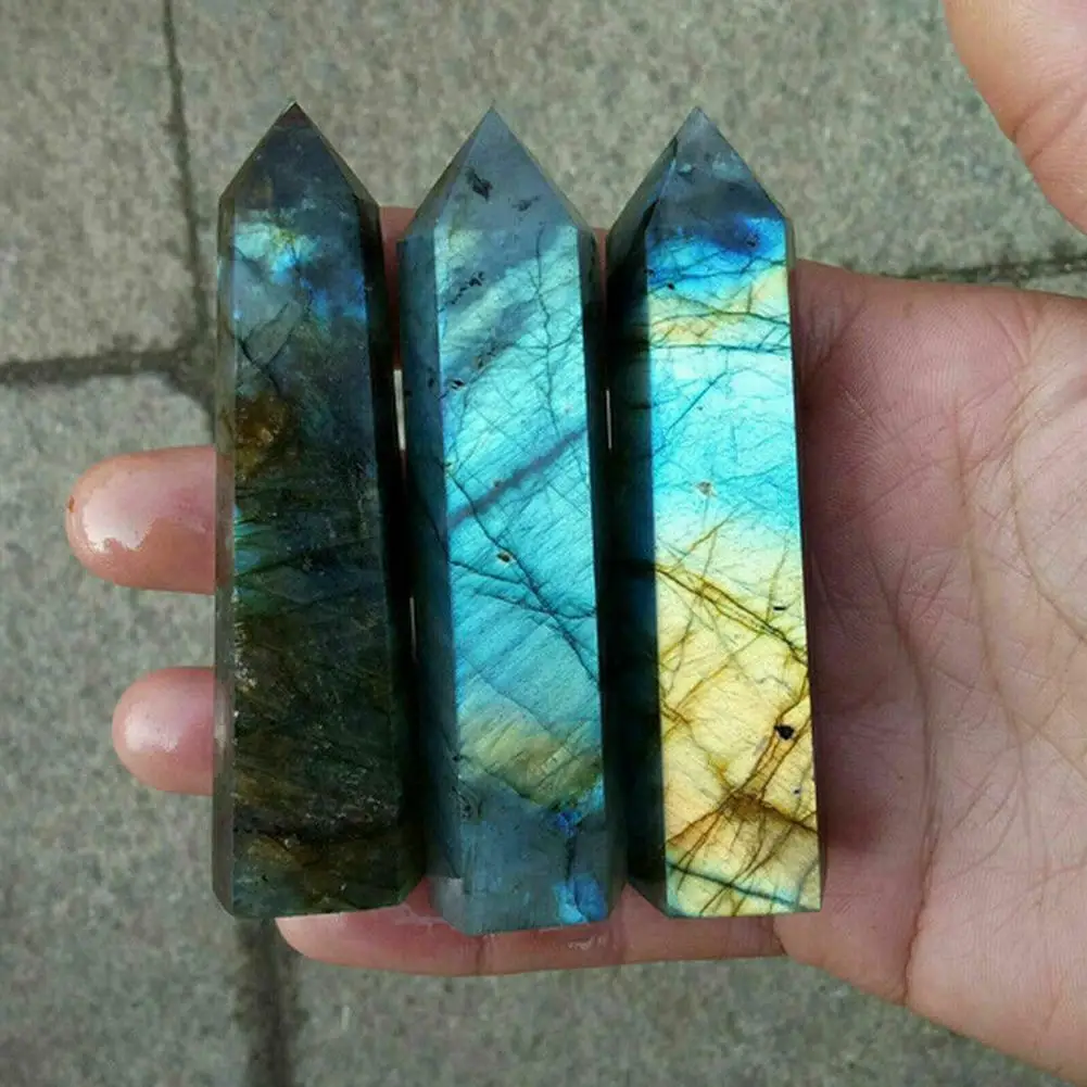 

Natural Eldspar Quartz Obelisk Crystal Pillar Wand Healing Stone