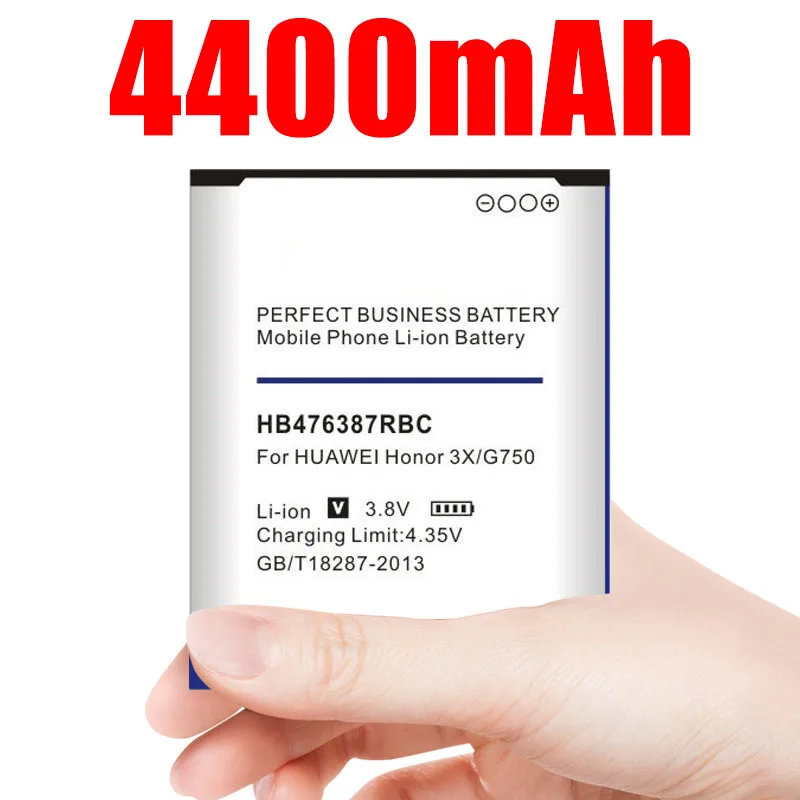 

4400mah Hb476387rbc Battery for Huawei Honor 3x G750 B199 G750-t00 G750-c00