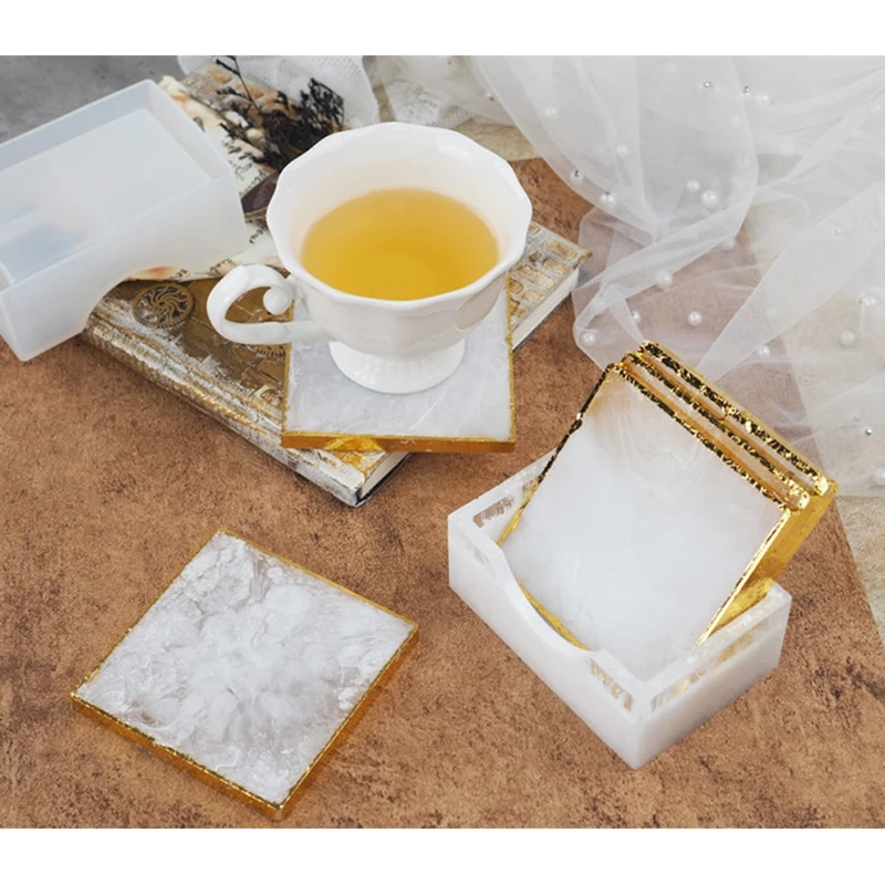 

10Pcs Silicone Coaster Molds for Resin Casting Epoxy Resin Coaster Molds Kit Including 4 Pcs Square 4 Pcs Round Coaster