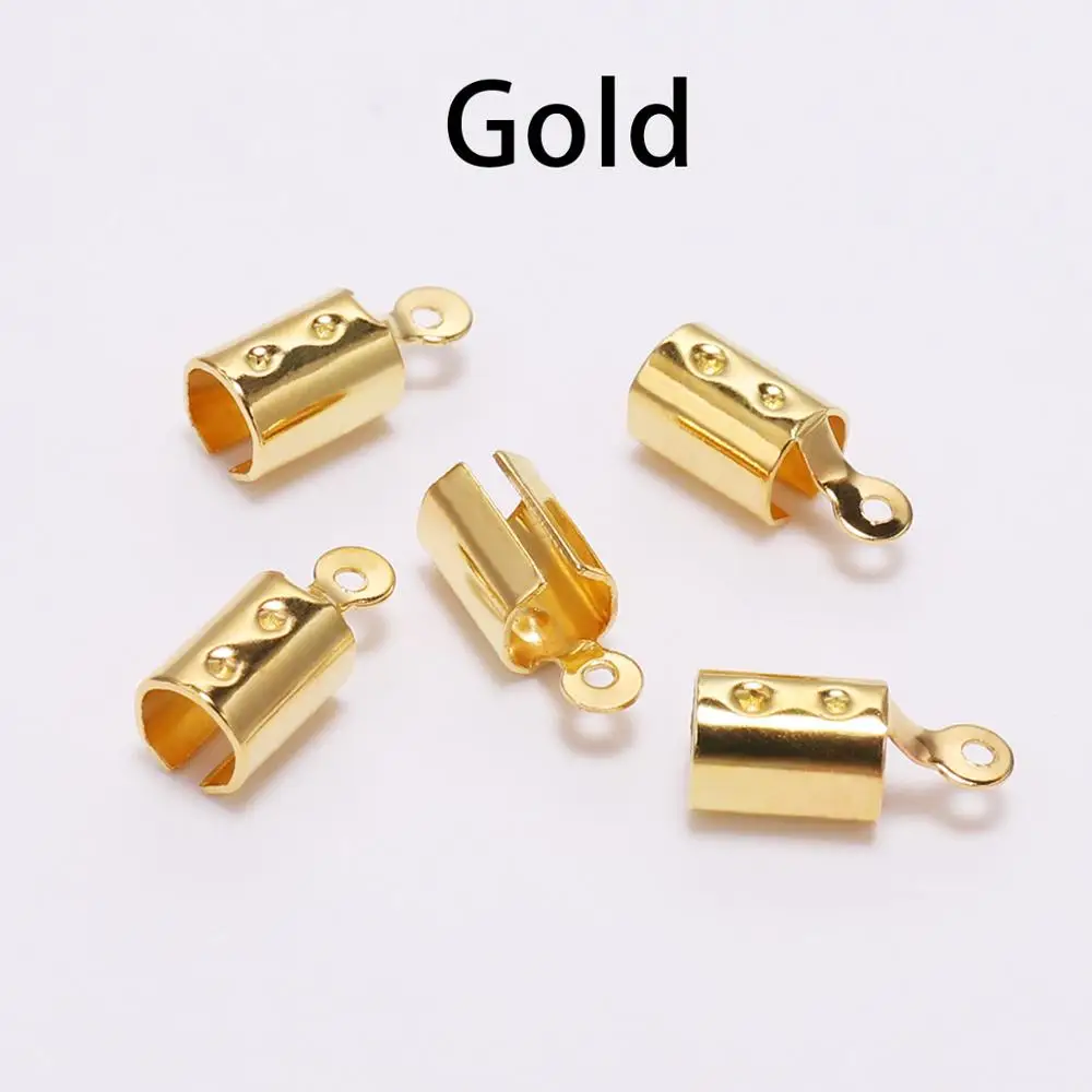 100 шт./лот 5x12 мм ОБЖИМНАЯ застежка для шнура кожаная концевик браслета