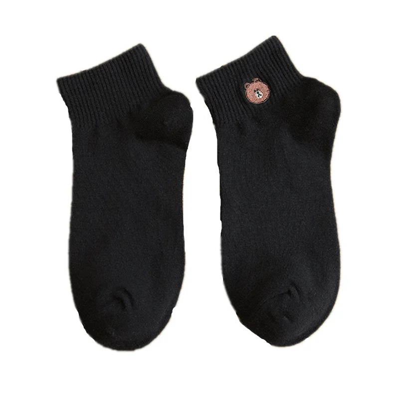 1 Pair Woman Shocks Spring Summer Women Socks Cotton Color Cute Cartoon Embroidery Fashion Korean Style | Женская одежда