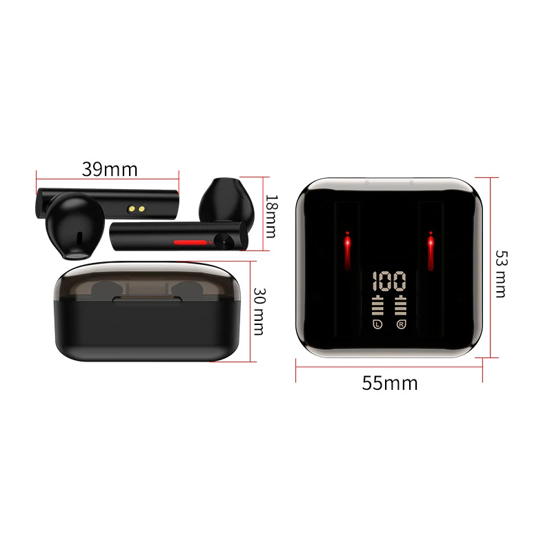 

TWS Bluetooth 5.0 Wireless Earphones LED Display IPX Waterproof 9D Stereo Panoramic Sound Earbud Sports Earphone With Microphone