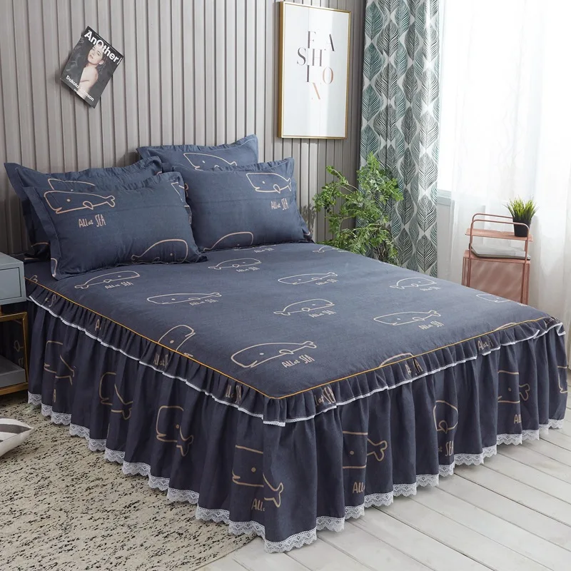 Lanke шлифовальное покрывало кружевная юбка кровать натяжная простыня с цветочным