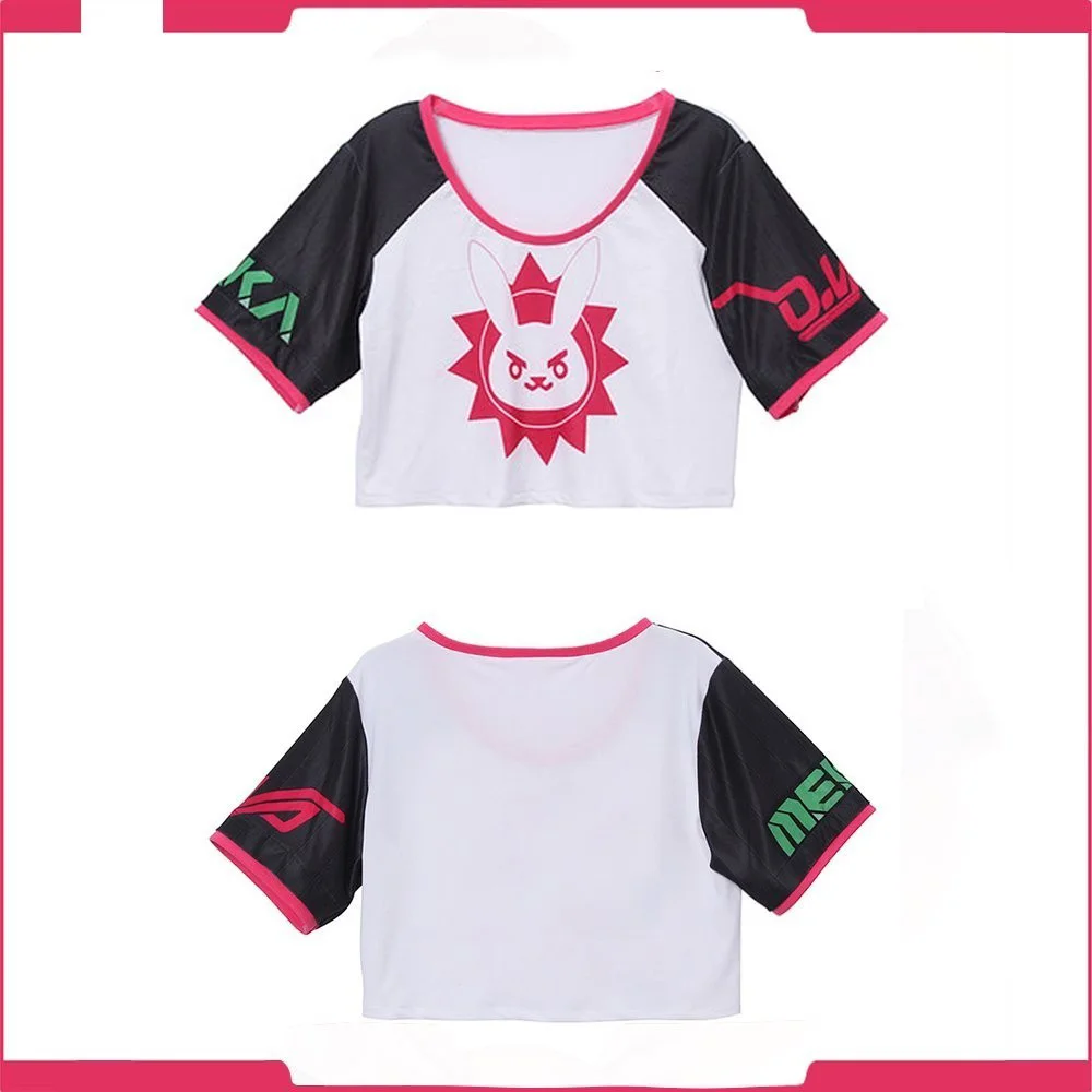 Игра Overwatch Dva Косплей короткий рукав кролик графика Tee Hana песня белый черный