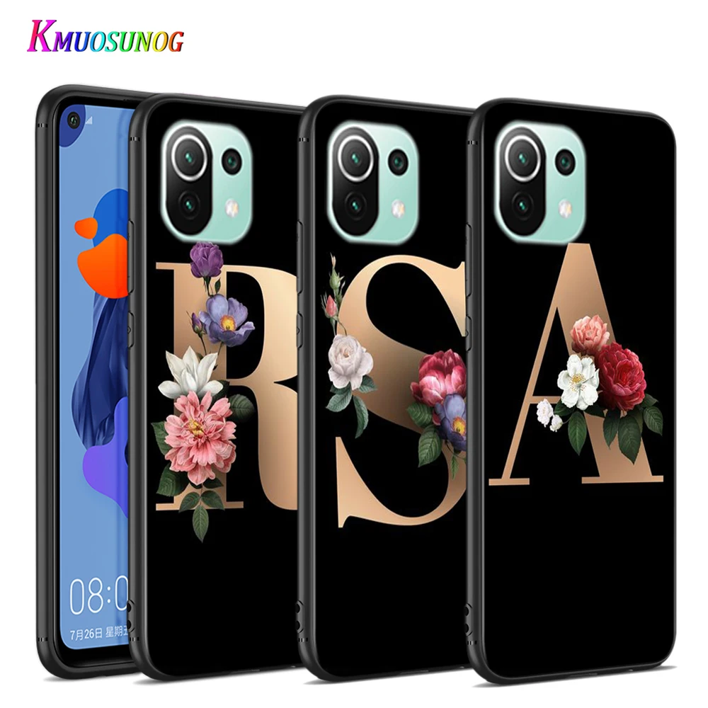 Мягкий силиконовый чехол с буквами алфавита и цветами для Xiaomi Mi Note 11 11i 10i 10T 10 9 9T SE