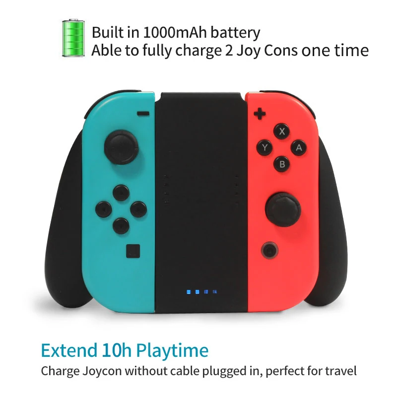 Зарядное устройство Joy Con с аккумулятором 1000-1800 мАч удобная рукоятка 2 в 1 для Nintendo
