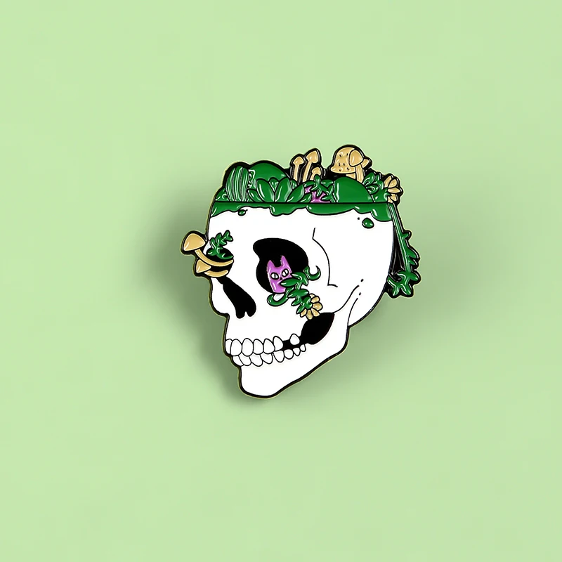 Черепа эмаль брошь растение скелетов шапка грибовидной формы глаз выскакивает