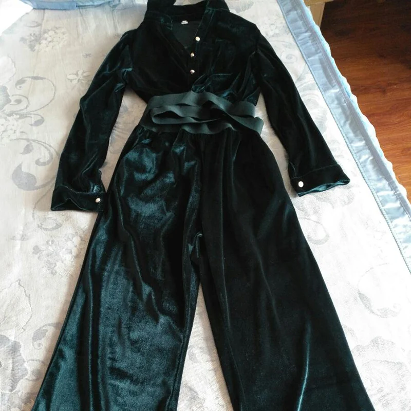 Ensemble Femme комплект из двух предметов бархатный костюм для женщин модный тонкий