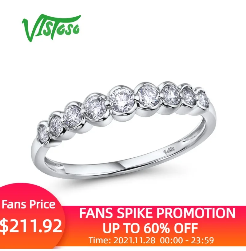 

VISTOSO Gold Rings For Women Genuine 14K 585 White Gold Ring Sparkling Diamond Promise Engagement Rings Anniversary Fine Jewelry