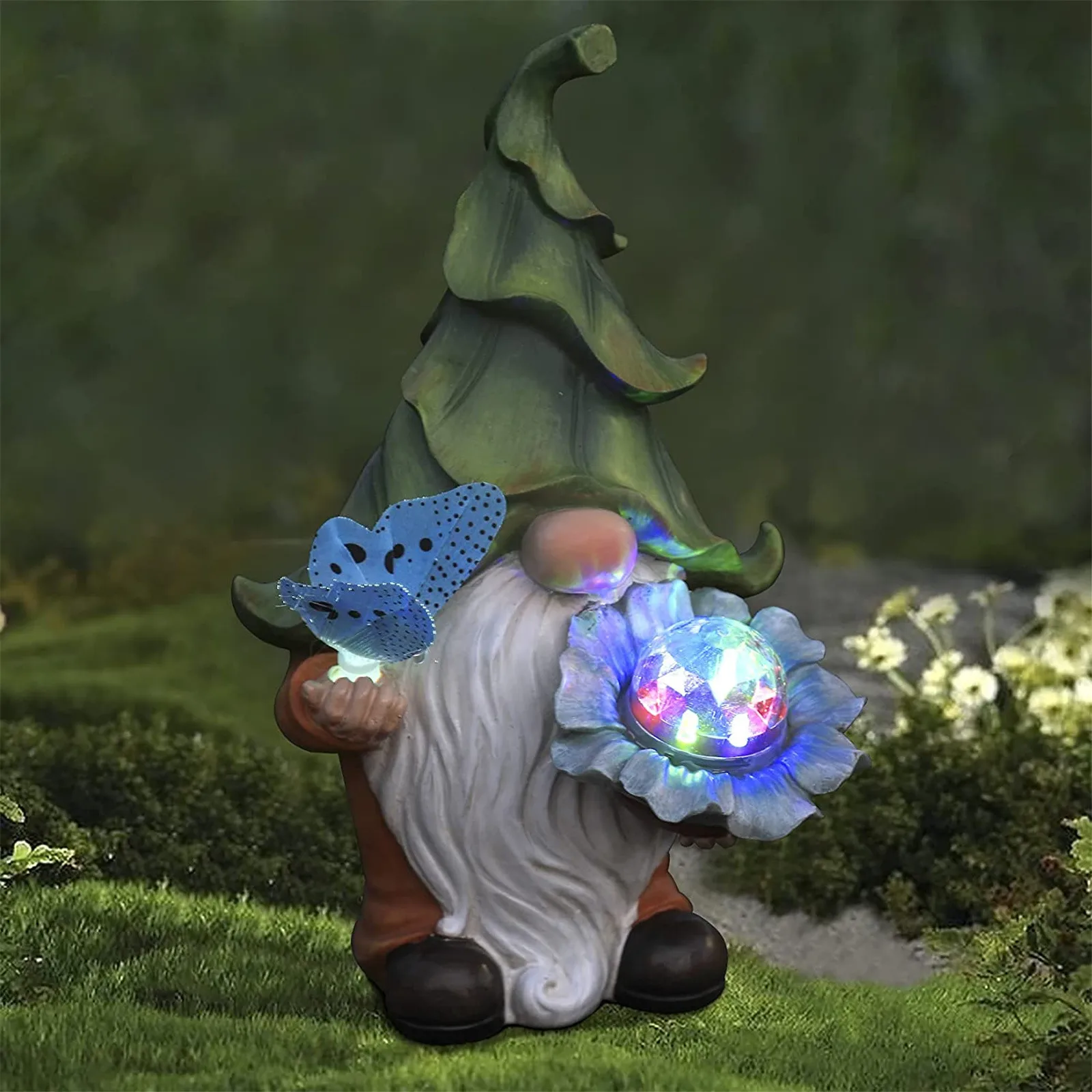 

Garden Resin Statue Solar Lighting Gnome Decoration Magic Butterfly Solar Led Light Outdoor Decoration Gnome With Solar Light