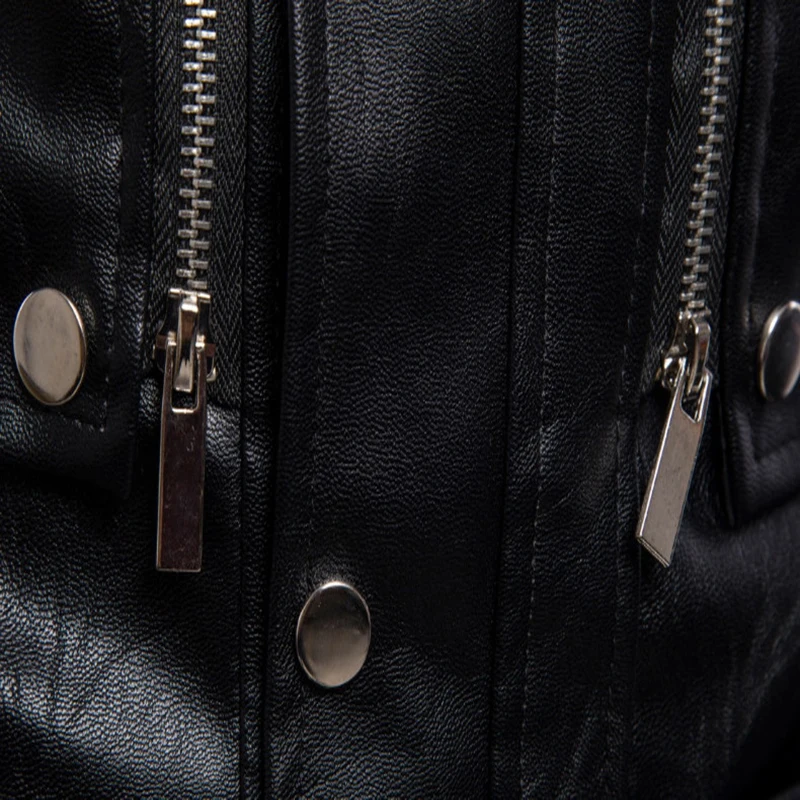 

PYJTRL Men fashion motorcycle biker leather jackets Multi-zipper Black Men leather jackets coats