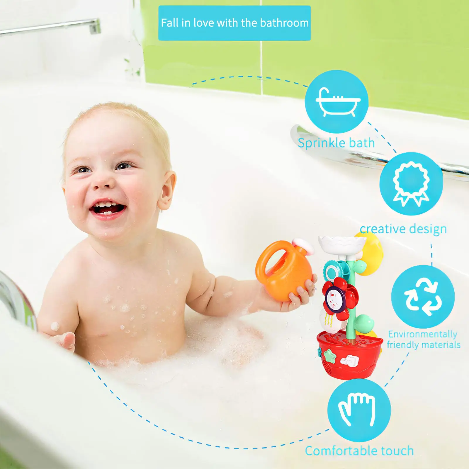 

Plastic Bathtub Colorful Flower Bath Toys Cups With Suction Cups Fun Bath Sunflower Toys Educational Shower Bath Toy For Kids