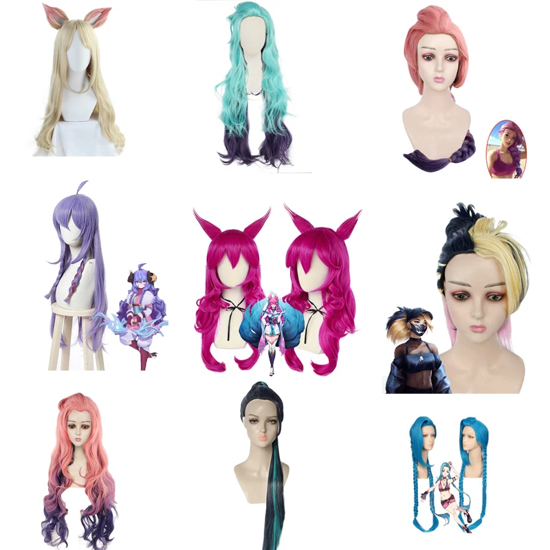 

Game characters cosplay Jinx wig runaway Lolita Jinx anime wig full head long hair short hair color children's day party decor