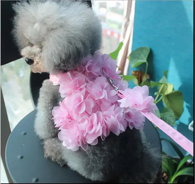 

Жилетка и поводок для маленьких собак, жилет с красивыми цветами, подкладка для маленьких щенков, чихуахуа, Йорков, Мопсов