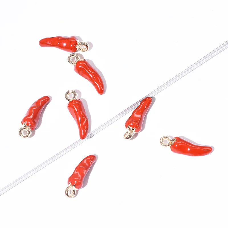 

5PCS Small Red Pepper Pendant Multi Purpose Pendant Alloy Material Valentine's Gift DIY Accessory 5*17mm