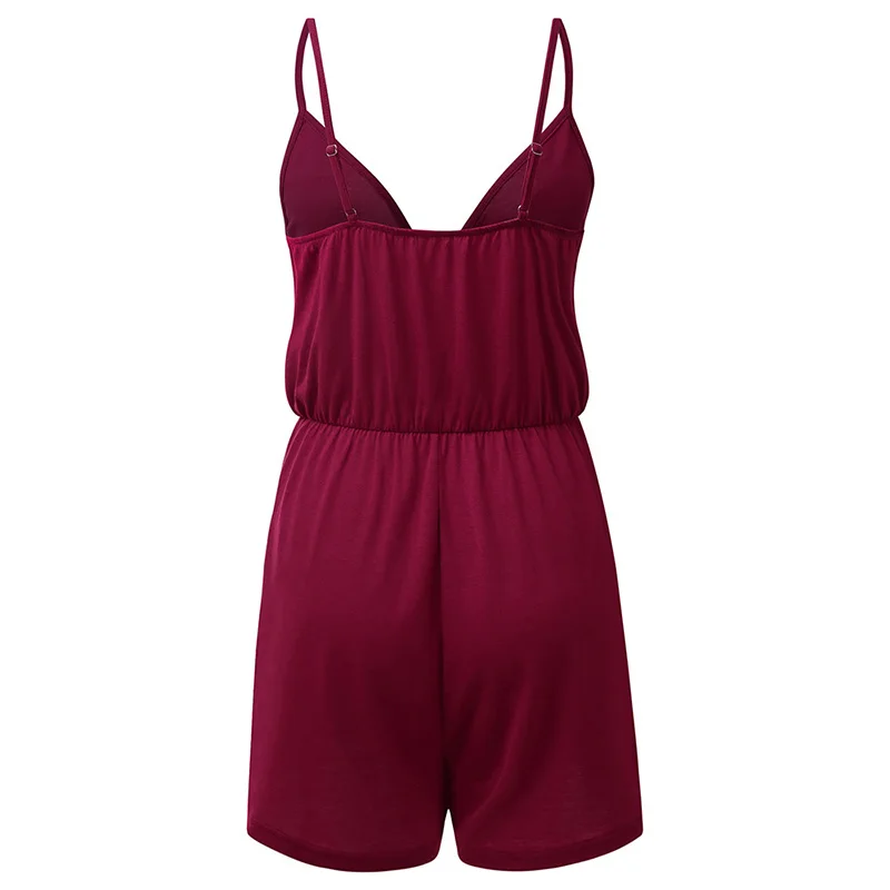 

Summer Women Sexy V Neck Spaghetti Strap Solid Drawstring High Waist Playsuits Ladies Casual Slim Korean Beach Rompers SJ5996R