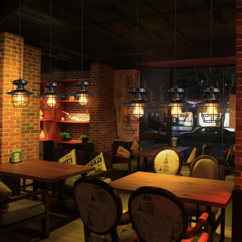 Luces colgantes de estilo Retro para Loft, lámpara colgante Industrial de hierro, para comedor, Bar, cafetería, accesorios de iluminación