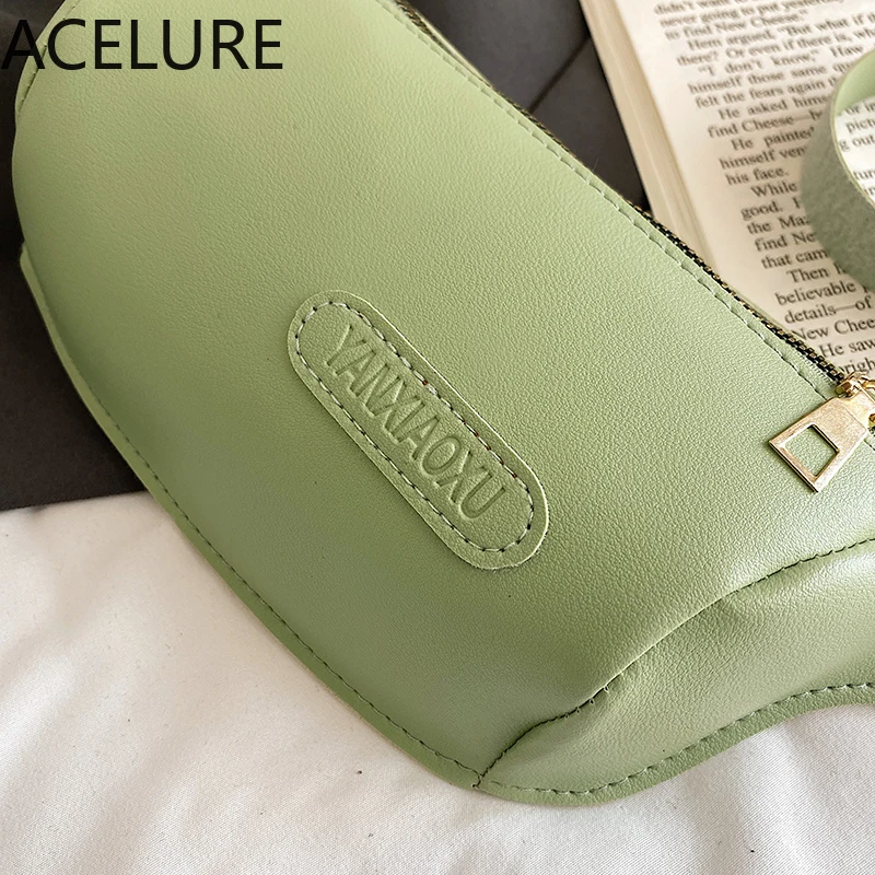 

ACELURE Fashion Solid Color PU Leather Shopping Purse Bags for Women Fashion 2021 Zipper Shoulder Crossbody Bags Ladies Flap Bag