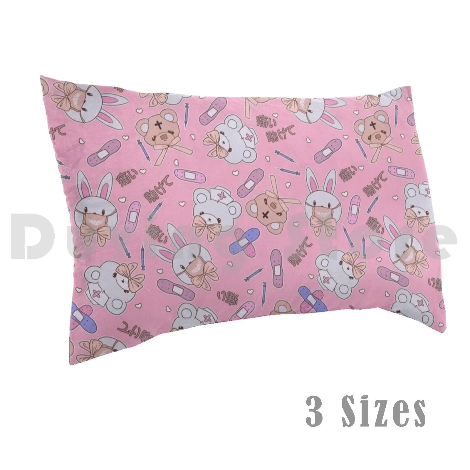 

Ouchie Nurse Menhera Stuffies On Pepto Pink Pillow Case Printed 35x50 Menhera Bunnies Yami Kawaii Medicute