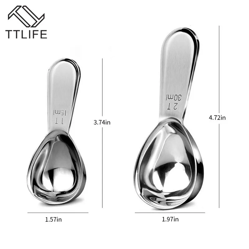 

TTLIFE Stainless Steel Coffee Measuring Spoon With Accurate Measurement Short Handle Metal Spoons for 1 Tbsp & 2 Tbsp Exact