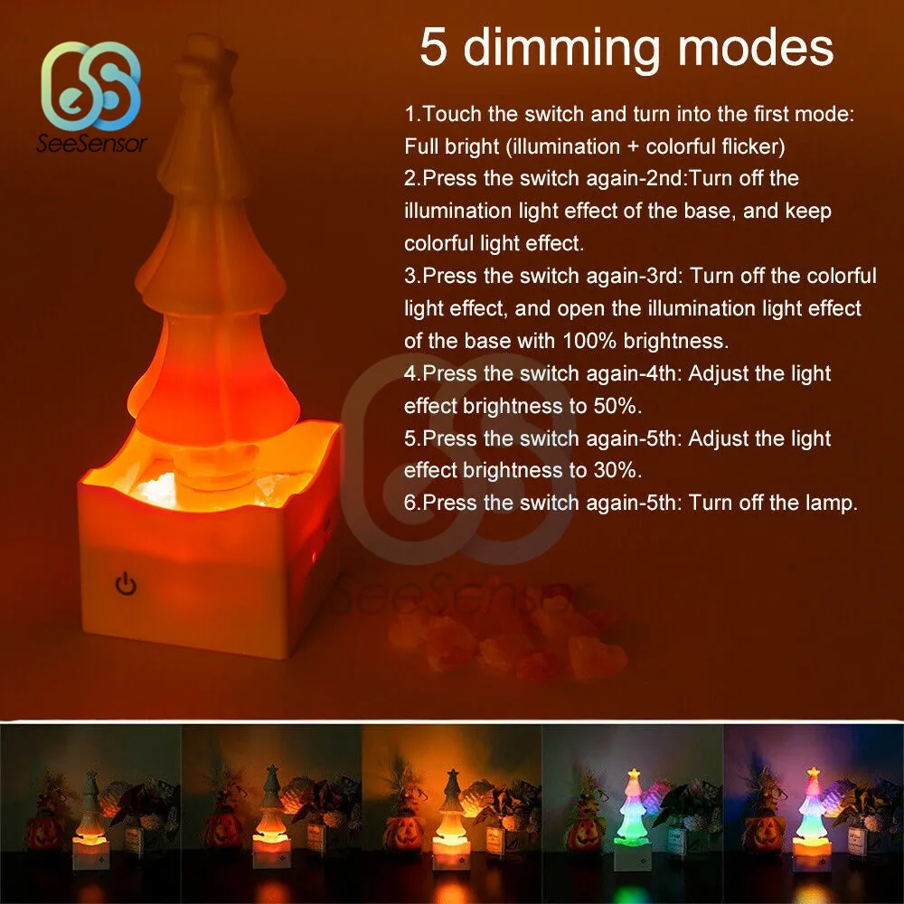 USB красочный эффект LED 3D Рождественская елка свет Кристалл соль камень лампа