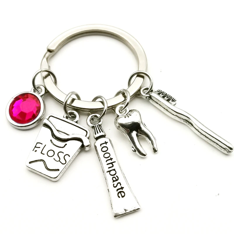 New Design Toothpaste Pendant Nine Kinds of Gems Man Woman Car Key Ring Jewelry Gift Dental Health Expert Mixed Floss Toothbrush | Украшения
