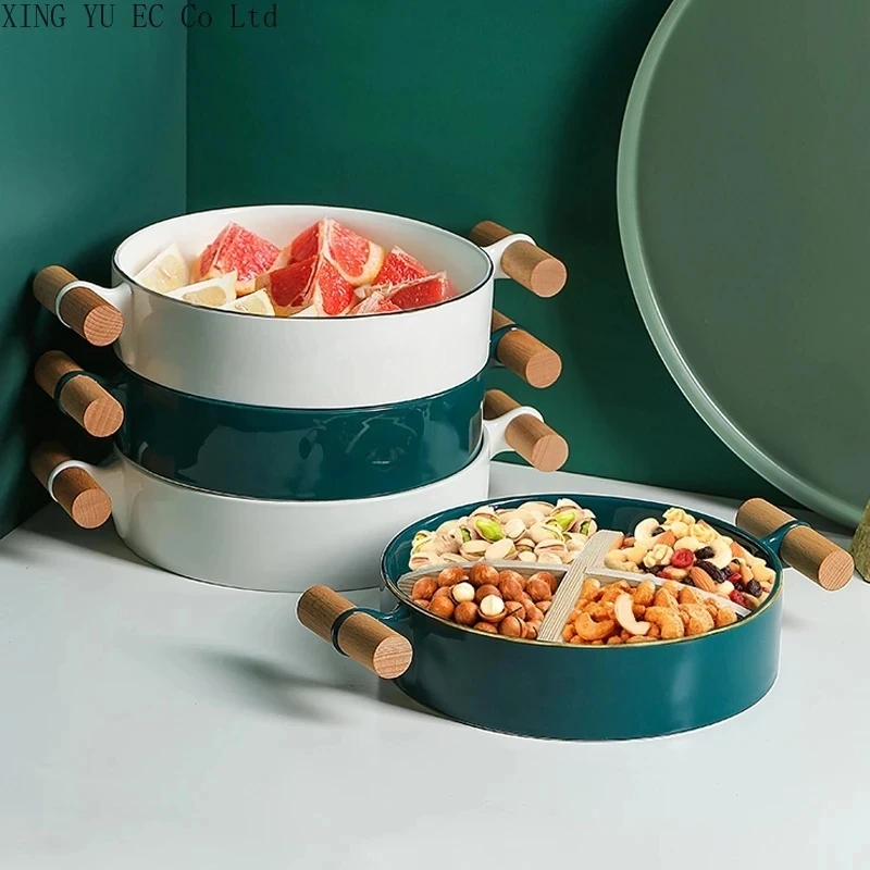 

Керамическая тарелка для фруктов в скандинавском стиле, современная домашняя креативная тарелка для закусок из сухих фруктов в гостиную, б...