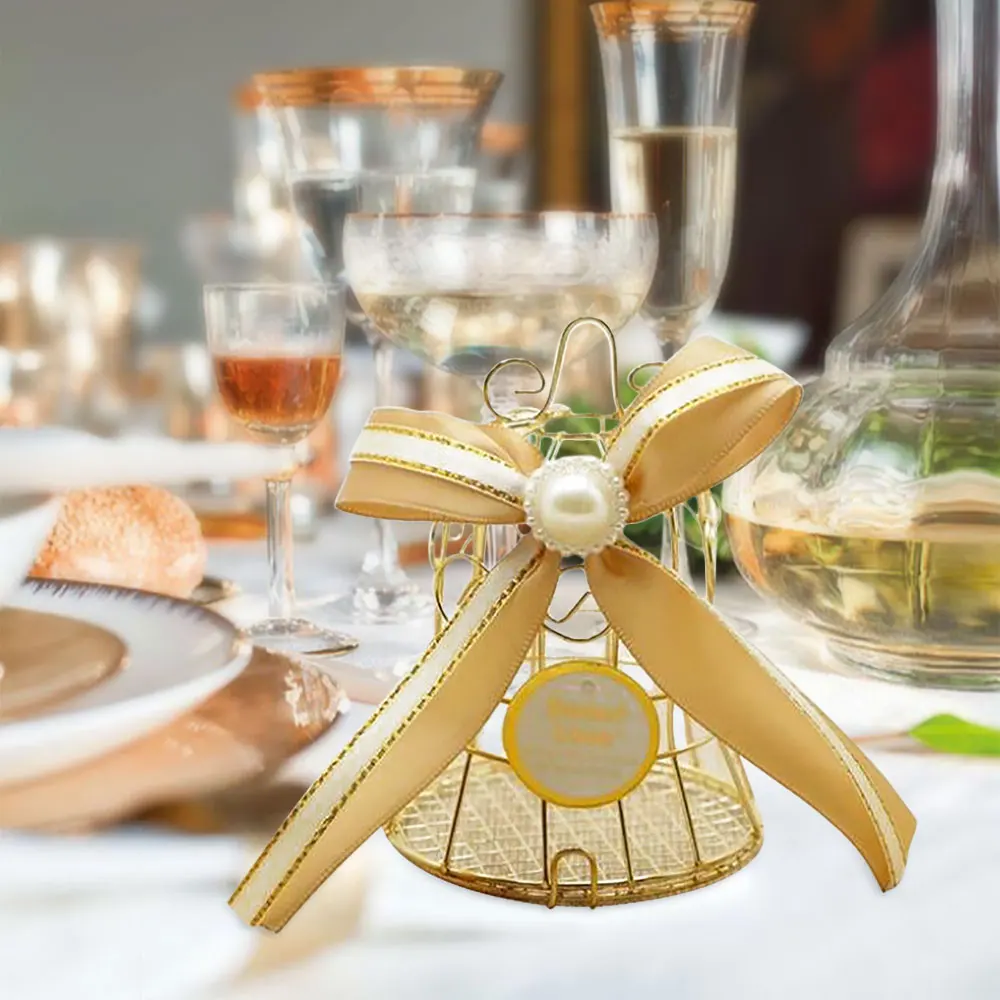 Мини ретро Клетка коробки для конфет шоколада с бантом вечеринки в пользу