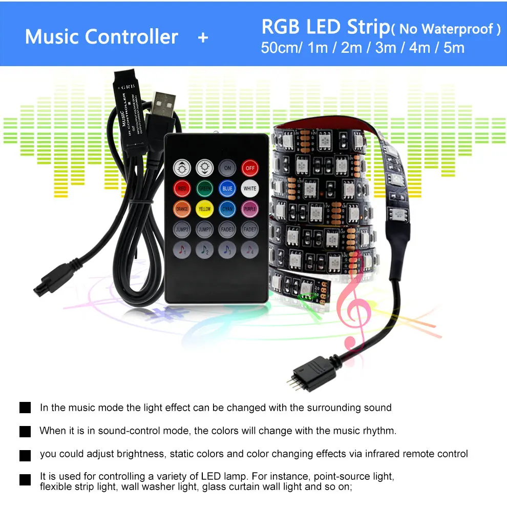 USB Светодиодная лента RGB сменный светодиодный фоновый светильник ing 50 см 1 м 2 м 3 м 4 м 5 м DIY 5 в гибкий светодиодный светильник лента RGB Светодиодная лента 5050