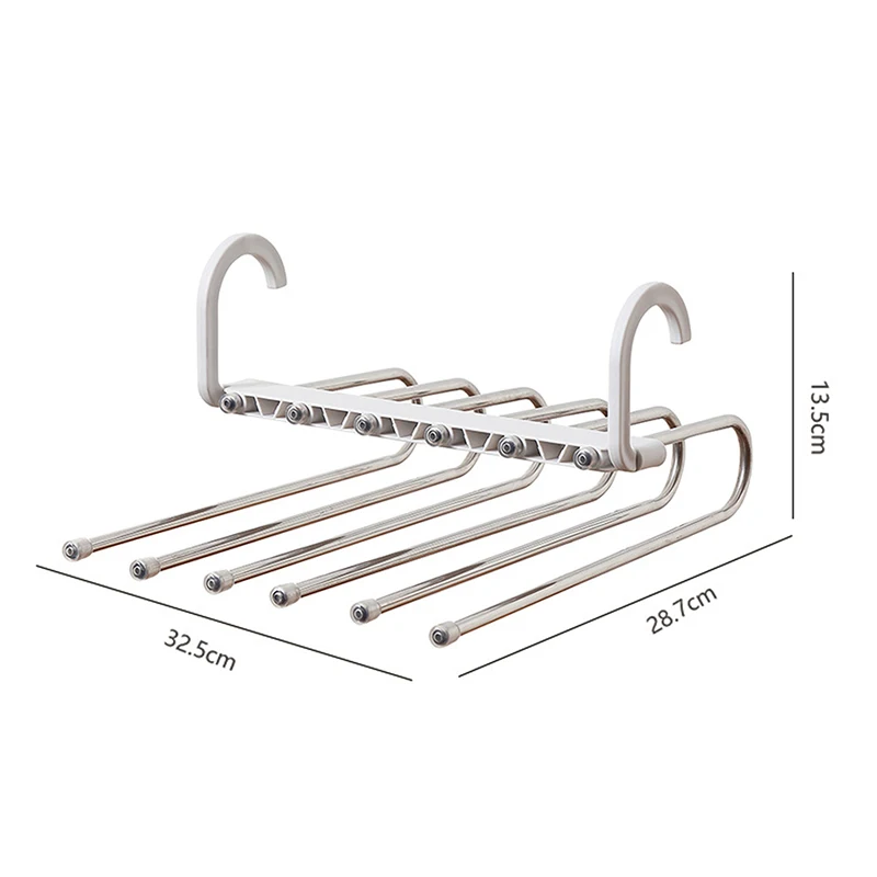 

Multi-functional 5 in 1 Trouser Closet Organizer Stainless Steel Clothes Hangers Storage Rack Adjustable Pant Tie Storage Shelf