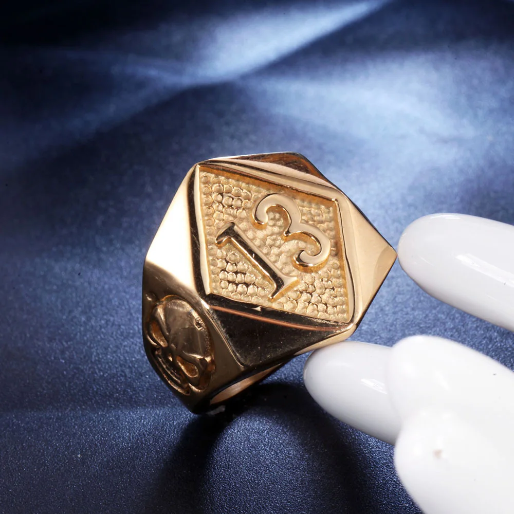 Прохладный Lucky 13 кольцо из нержавеющей стали в виде черепа для мужчин женщин