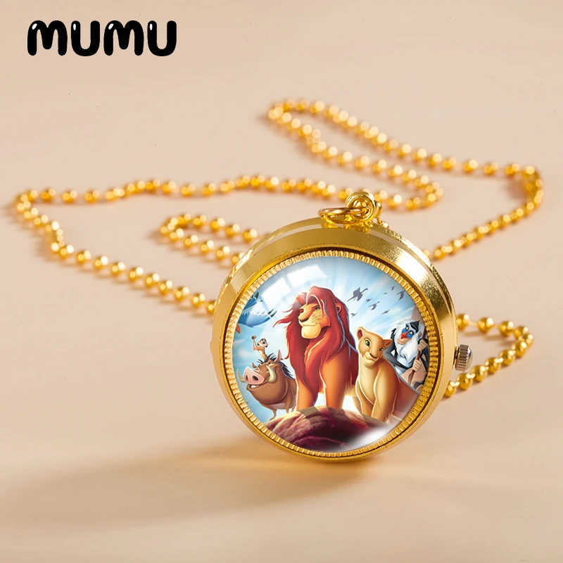 2021 новые карманные часы Король Лев ожерелье Simba и Nala золотой цвет винтажные