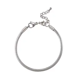 10 шт., браслеты-цепочки из нержавеющей стали 304 в европейском стиле с застежкой Лобстер для самостоятельного изготовления ювелирных изделий, х3 мм