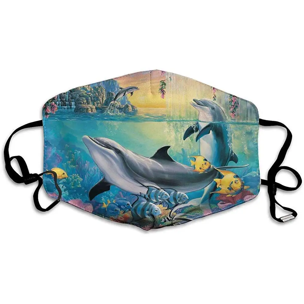 

Face Scarf Beautiful Dolphin Bay Pattern Washable Unisex Anti Dust Reusable Adult Cozy Mouth Guard